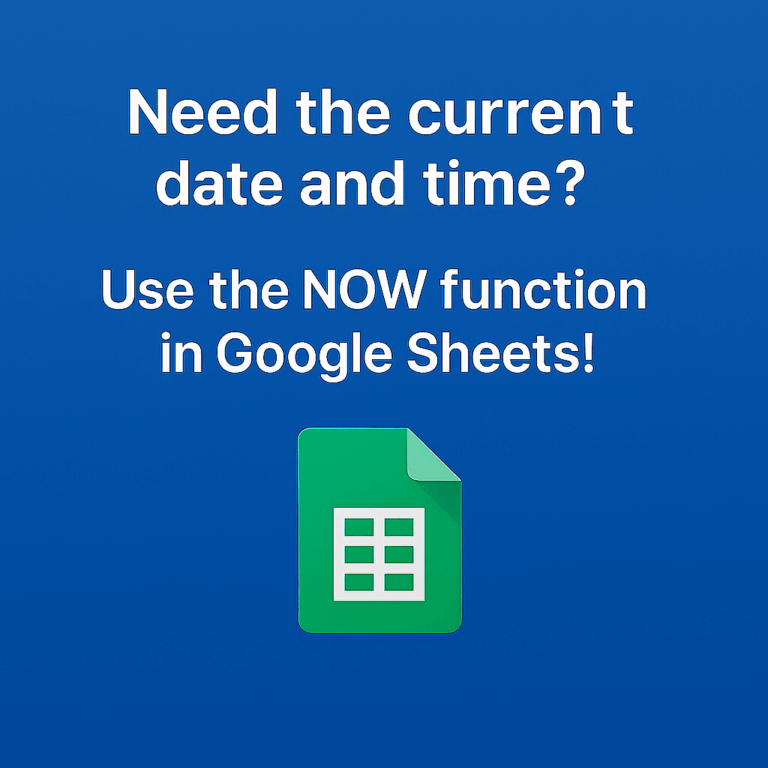 ⏰ Need the current date and time? Use the NOW function in Google Sheets!